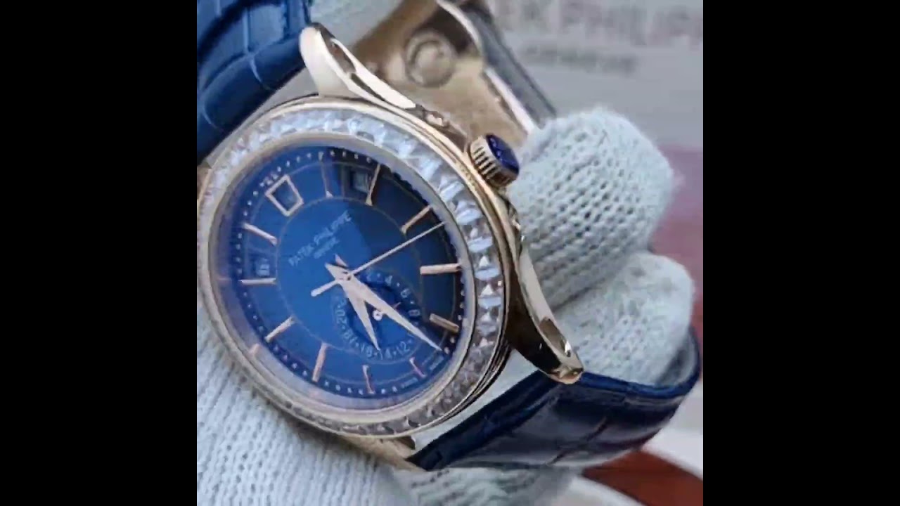 Patek Philippe Inspired Blue Watch W/ Triple Complication"