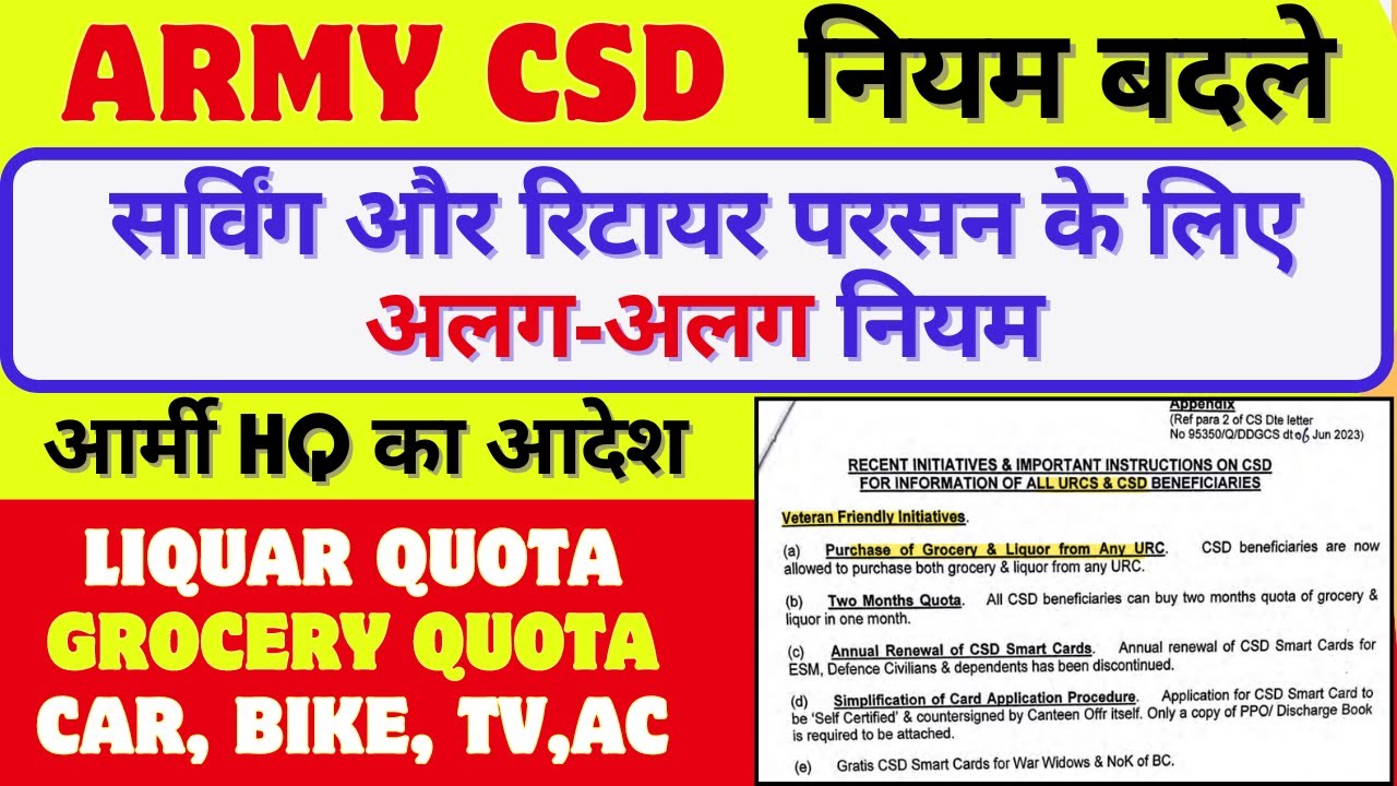 CSD नियम बदले, Army HQ की नई लिस्ट, सर्विंग, रिटायर अलगअलग Liquor