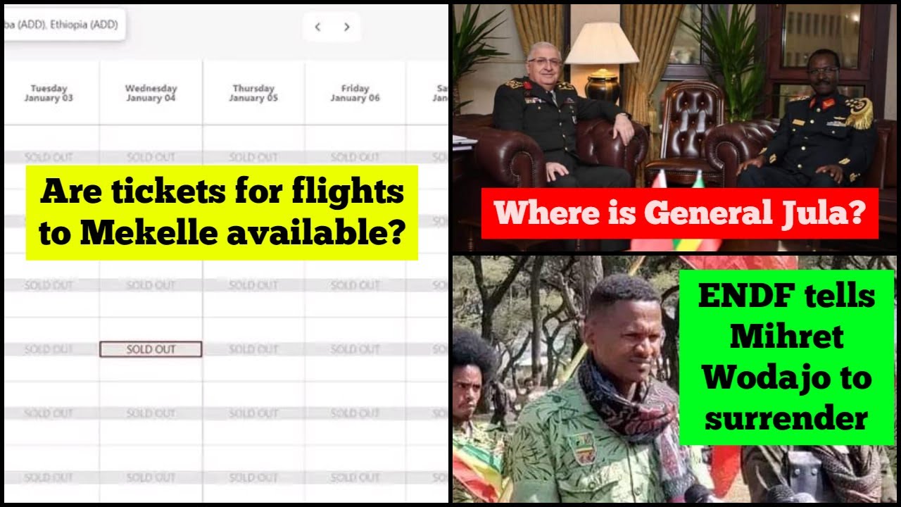 Where is General Berhanu Jula | ENDF tell Fano commander to surrender | Tickets for Mekelle sold out