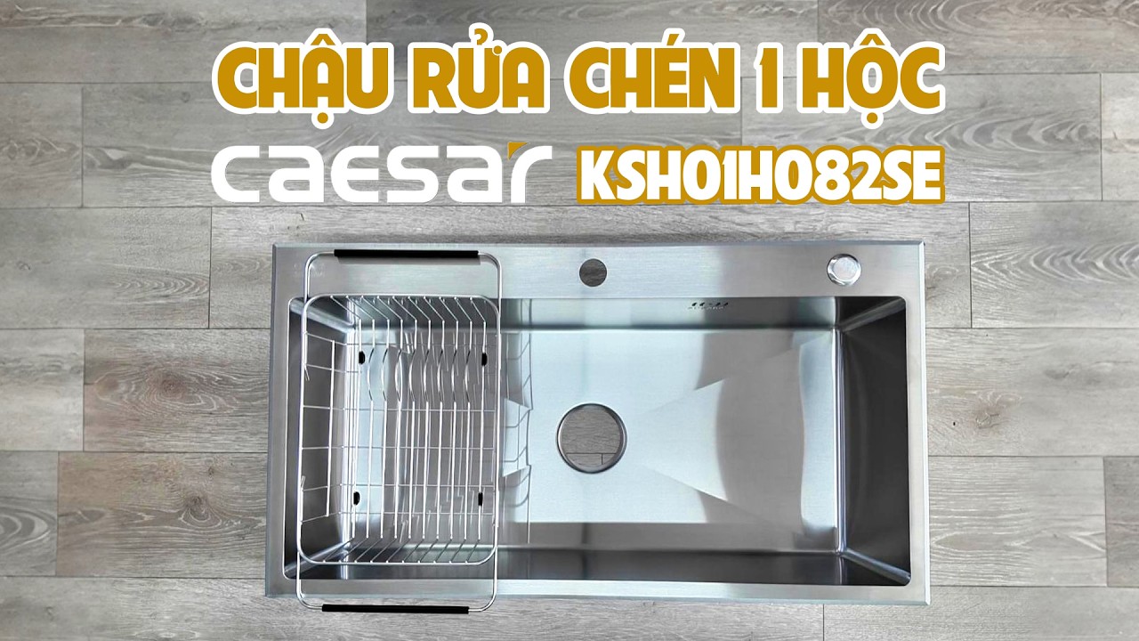 Chậu rửa chén Caesar KSH01H082SE 1 hộc mài vát cạnh