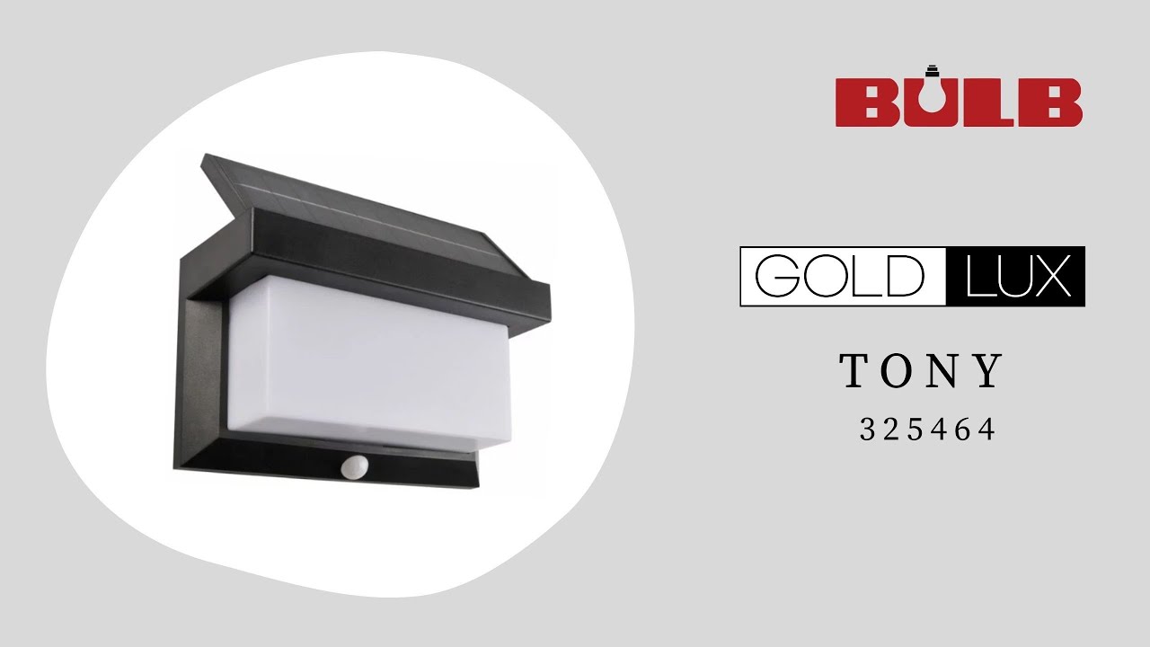 Уличный светильник на солнечной батарее с датчиком движения Goldlux 325464 Tony LED 6500K IP44 черный video