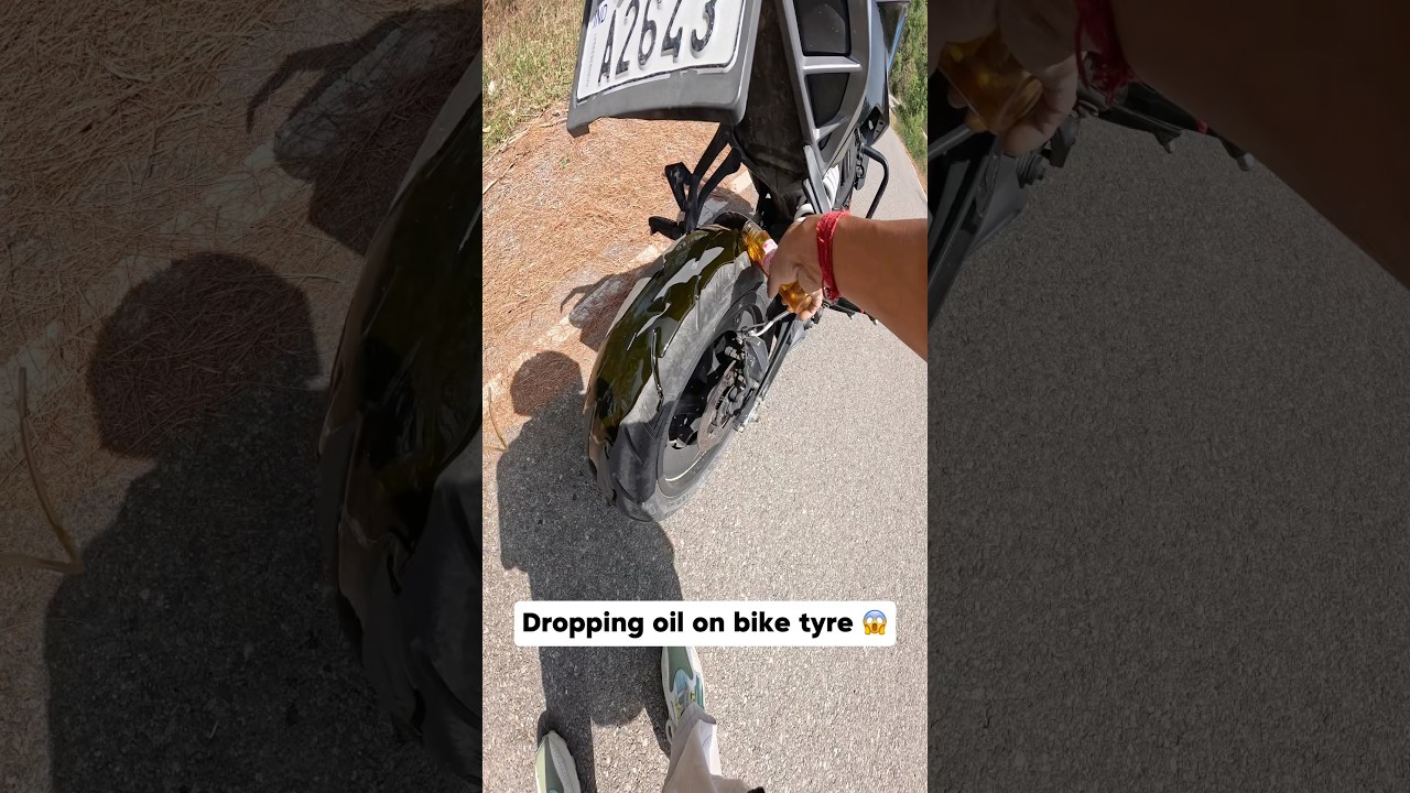 Dropping oil on bike tyre 😱