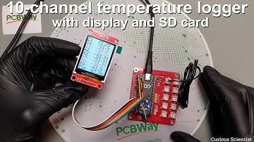 10-channel thermistor-based temperature logger with display and SD card
