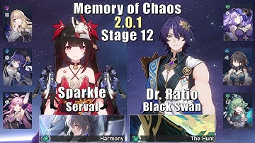 E0 Sparkle Serval & E0 Black Swan Dr Ratio | Memory of Chaos 12 2.0.1 3 Stars | Honkai: Star Rail