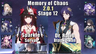 E0 Sparkle Serval & E0 Black Swan Dr Ratio | Memory of Chaos 12 2.0.1 3 Stars | Honkai: Star Rail