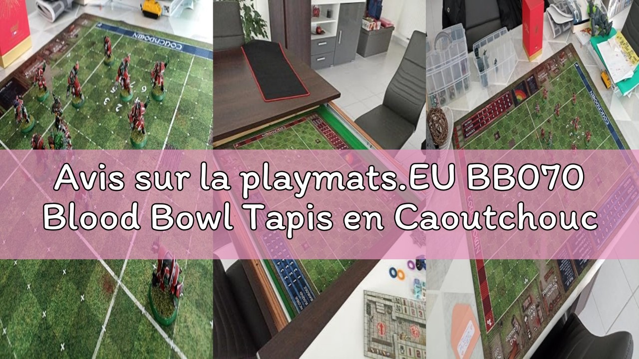 Tapis Blood Bowl En Caoutchouc – 90×70 Cm – Zones Marquées – Antidérapant – Pour Blood Bowl Et 7s – Durable