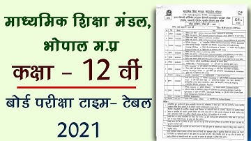 12th mpboard exam time table 2021 : mpboard class 12th time table 2021 : 12th board time table 2021