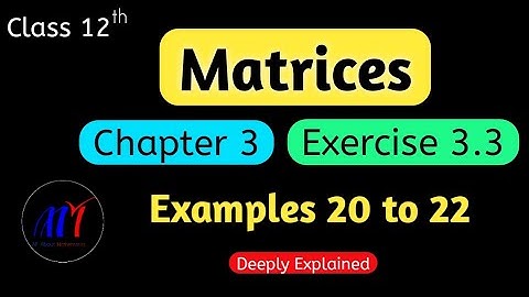Chapter 3 Matrices Exercise 3.3 ( Examples 20 to 22 ) Class 12 Maths | NCERT Solutions