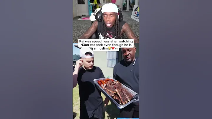 Kai was speechless after watchingN3on eat pork even though he isa muslim😭💔#n3on #muslim #kaicenat