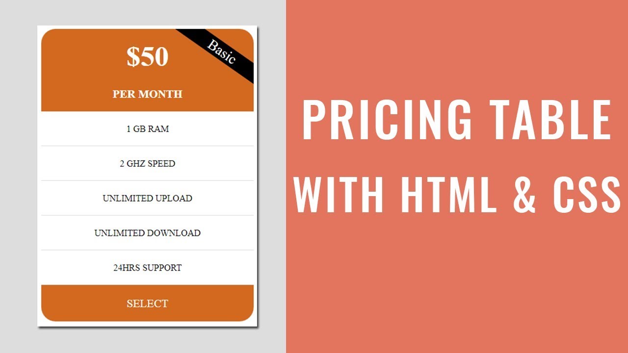 Pricing Table with HTML and CSS | Tutorial for Beginners - YouTube