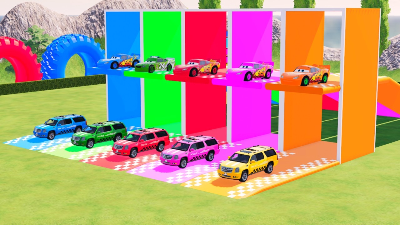 TRANSPORTING ALL, POLICE CARS, AMBULANCE, BUS TAYO, FIRE TRUCK OF COLORS! WITH TRUCKS! - FS 22