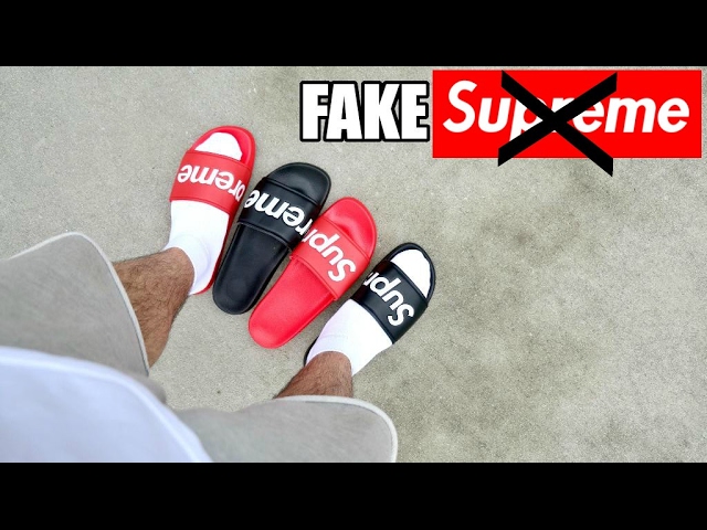 I BOUGHT FAKE SUPREME SANDALS  - YouTube