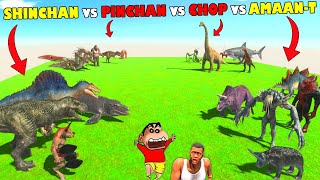 SHINCHAN vs PINCHAN vs CHOP vs AMAAN-T in ANIMAL REVOLT BATTLE SIMULATOR Dinosaur Game | AMAN-YT screenshot 5