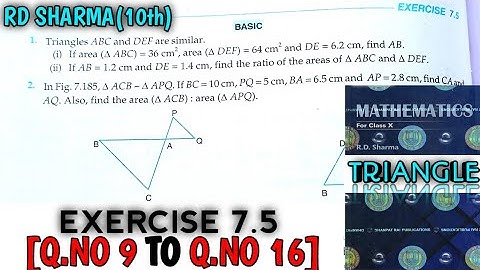 RD SHARMA CLASS 10 TRIANGLE EXERCISE-7.5[Q.NO-9 TO 16] MATH FEAR | CHAPTER 7 | CBSE