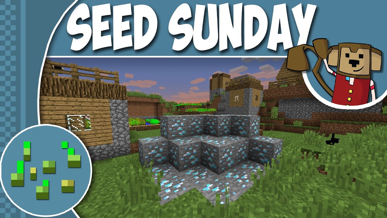 Minecraft Seed Sunday MC1.8.8 - Ep153 -  Spawn Village and 16 Diamonds ! ! !