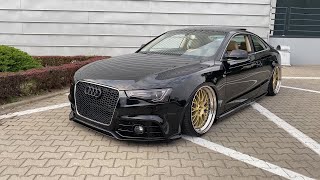 Audi A5 Stance on Air Ride suspension and custom 3 TLG wheels in Oleśnica Town