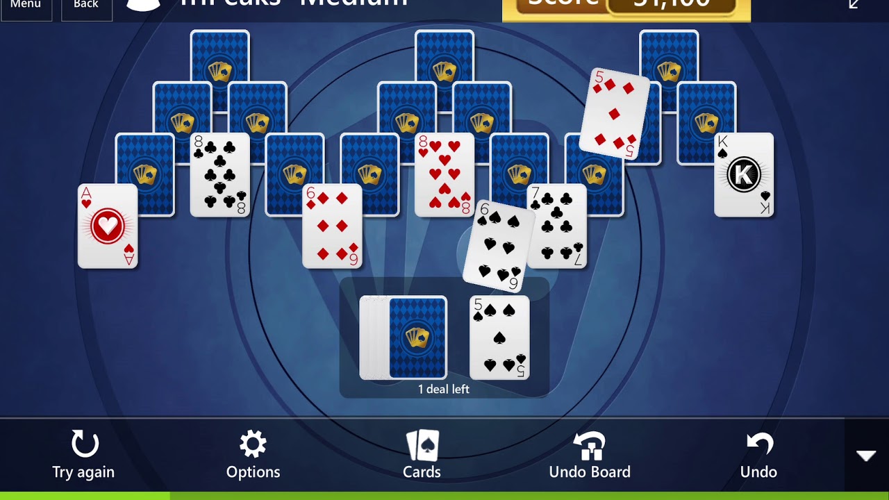 Microsoft Solitaire Collection Tripeaks Medium June 8 2015 Youtube