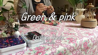 Green & Pink/ 그린 모티브 케이프와 핑크요요 모티브 의자 커버/#crochet #motif #뜨개질 #식물 #planterior #코바늘 #봄 #spring #케이프