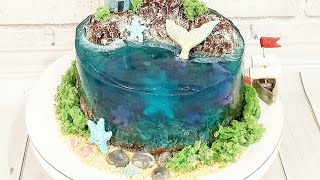 Торт-Остров ! 🏝️ Торт Остров с желе ! Торт-аквариум! 🐟Cake Island!