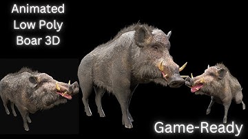 Low Poly Boar 3D Animal - Ready for Games (11 Animations)