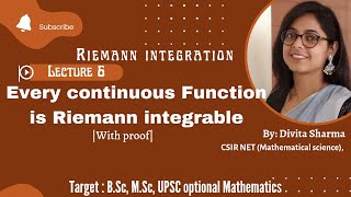 every continuous function is riemann integrable|Riemann integration|B.Sc 3rd year|UPSC optional|L6