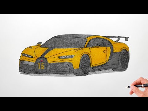 How to draw a BUGATTI CHIRON PUR SPORT 2021 / drawing Bugatti Chiron 2020 sports car