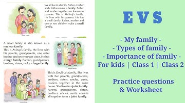 Class 1 EVS Topic - My Family (part 4)
