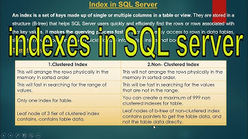 indexes in SQL server