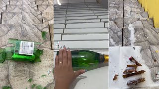 breaking bottles down the stairs~tiktok