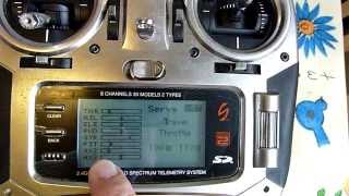 DX8 setup for Blade 180 CFX advanced menu - servo centering, checking zero pitch and range