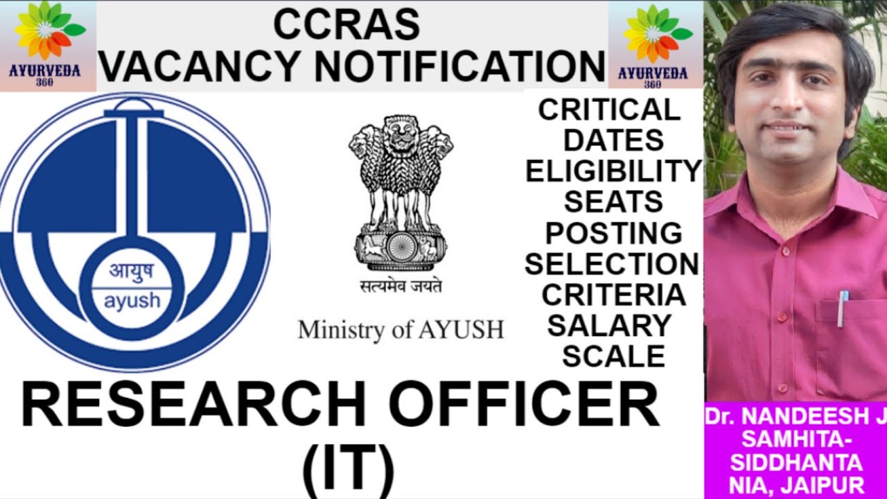 CCRAS VACANCY-RESEARCH OFFICER INFORMATION TECHNOLOGY|ELIGIBILITY-POSTING-SELECTION|Dr NANDEESH J|