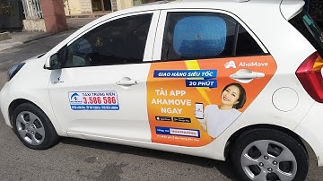 Ahamove quảng cáo trên taxi Trung Kiên tại Hải Phòng | Quảng Cáo Ngoài Trời Unique