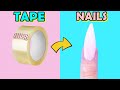 HOW TO MAKE FAKE NAILS FROM TAPE in 5 Minutes - And REMOVE - Easy and Quick Nail Hack