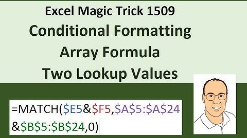 Excel Magic Trick 1509: Conditional Format Array Formula to Highlight Row With 2 Lookup Values
