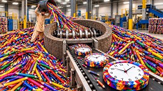 How Millions of Waste Pencils Become Beautiful Wall Clocks | Amazing Recycling Process