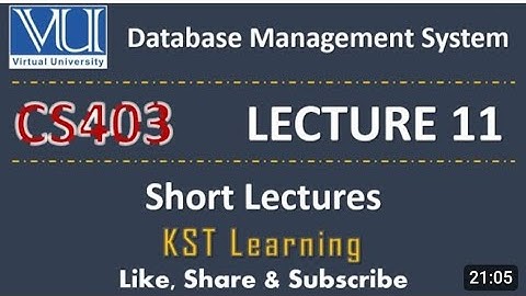 CS403 Short Lectures_ 11| VU Short lecture | Database Management System in ( urdu/ hindi)
