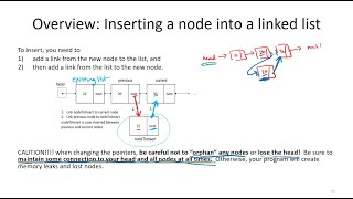 Lecture 21: More on Linked Lists in C++ (searching, inserting, deleting nodes, additional examples)
