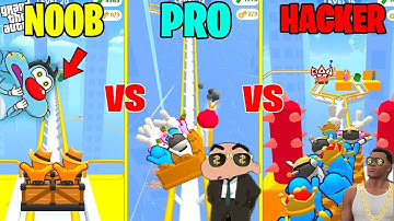 NOOV vs PRO vs HACKER in RUNNER COASTER 2 with SHINCHAN CHOP & OGGY!