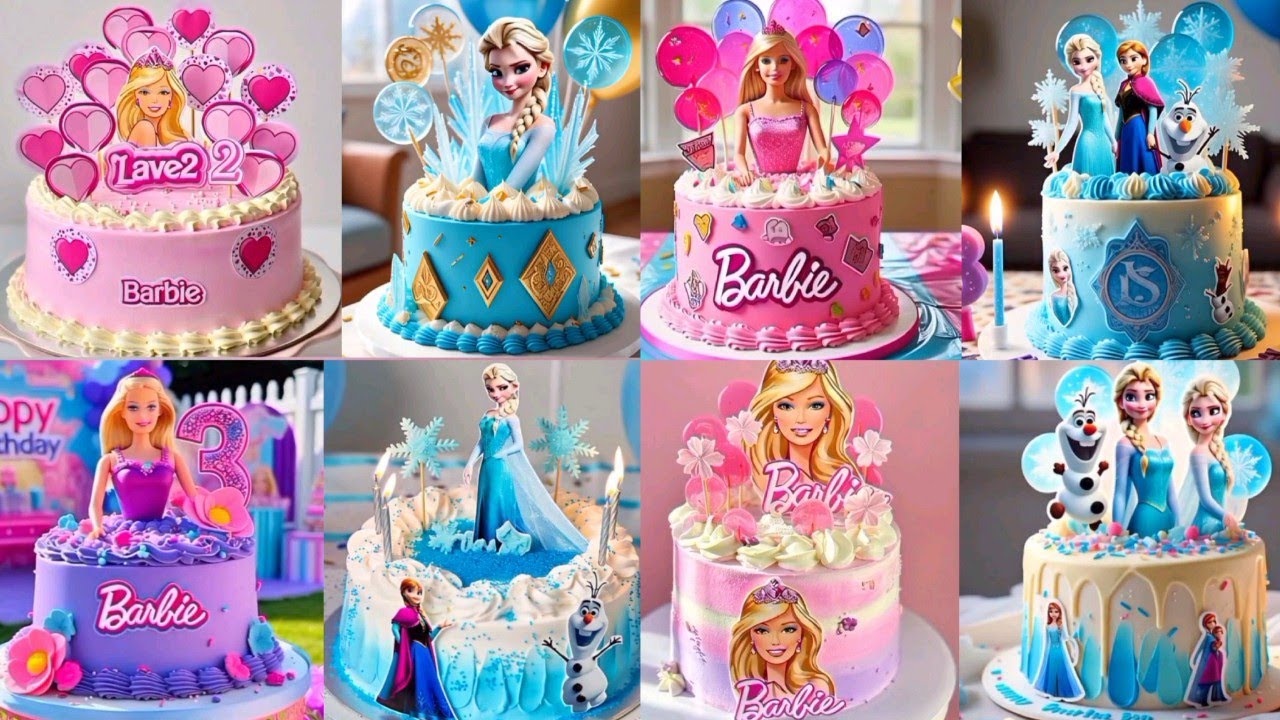kue ulang tahun anak perempuan, Barbie & Frozen Elsa | lagu selamat ulang tahun