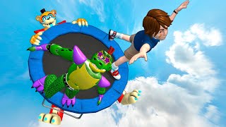 FNAF Security Breach vs Trampolines: Epic Jumps & Ragdoll/Fails - GMOD ep.21