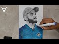 Virat Kohli Drawing Upgrade 😍 | From Pencil Sketch to Color Artwork | Jersey Transformation 🔥