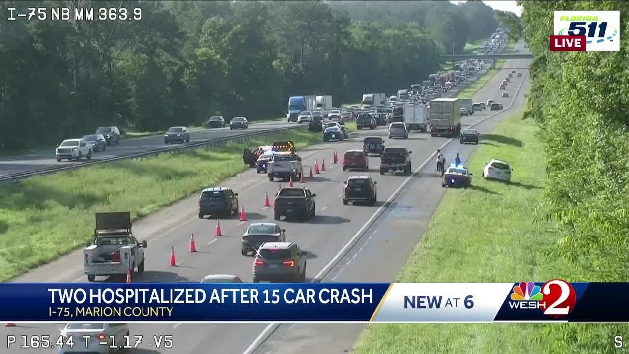FHP: 2 people taken to hospital after multi-vehicle crash in Marion
