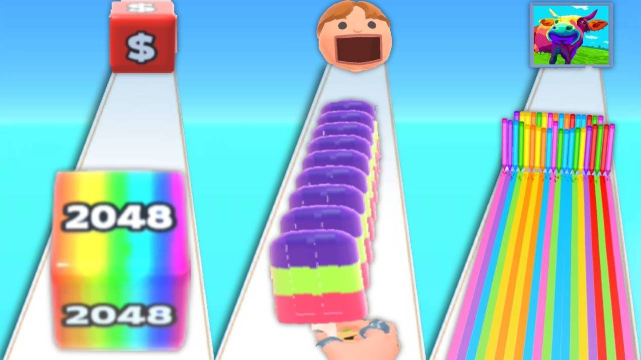 JELLY RUN 2048 vs POPSICLE STACK vs PENCIL RUSH 3D - Triple Gameplay ...