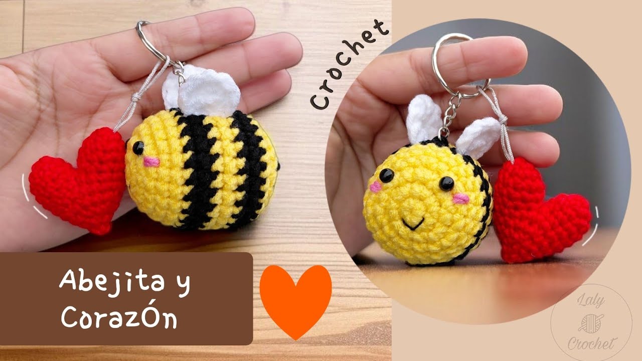 Abejita tejida a Crochet / Tutorial Abejita y corazón (dia del amor) ♥️🐝