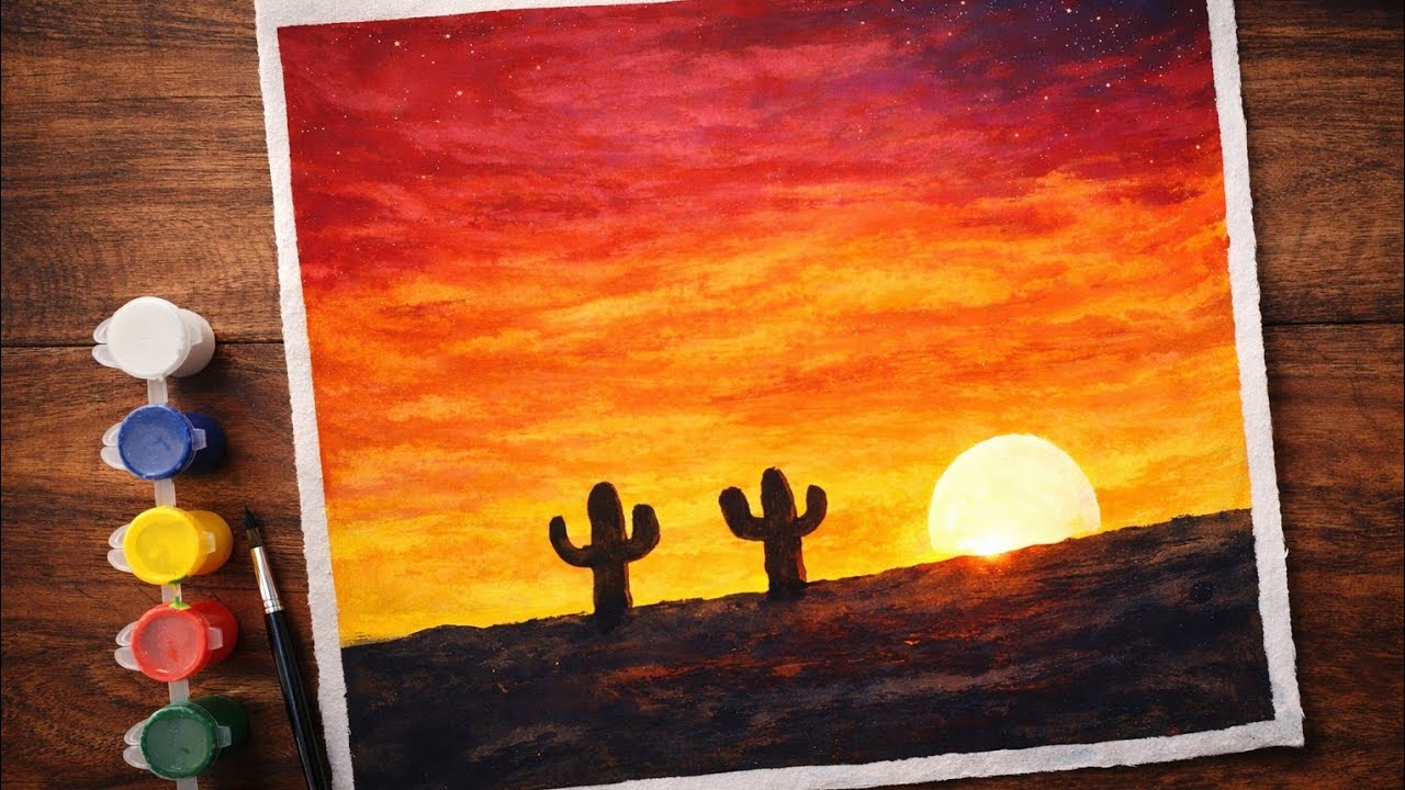 Sunset Oil Pastels Art 