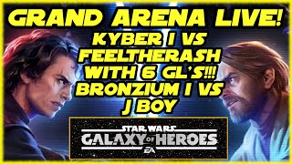SWGOH Grand Arena!  Kyber 1 and Bronzium 1 -- facing 6 GL's today!