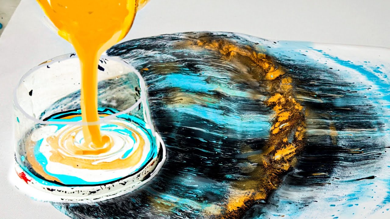 Liquid Gold Open Cup Pour | Turquoise & Gold Cell Explosion
