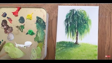 Weeping willow tree acrylic painting