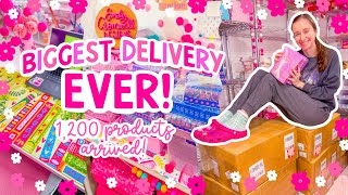 MY BIGGEST DELIVERY YET! 😳 1,200 Products Arrived for My Small Business! 🩷 STUDIO VLOG