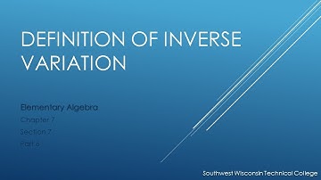 Definition of Inverse Variation - Elementary Algebra